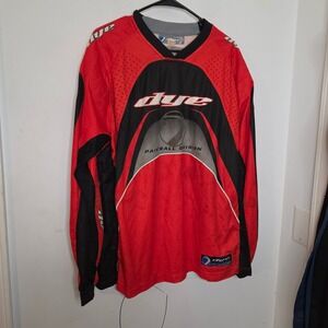 Dye Paintball Division Jersey Red Black Padded Long Sleeve Mens XL Vintage